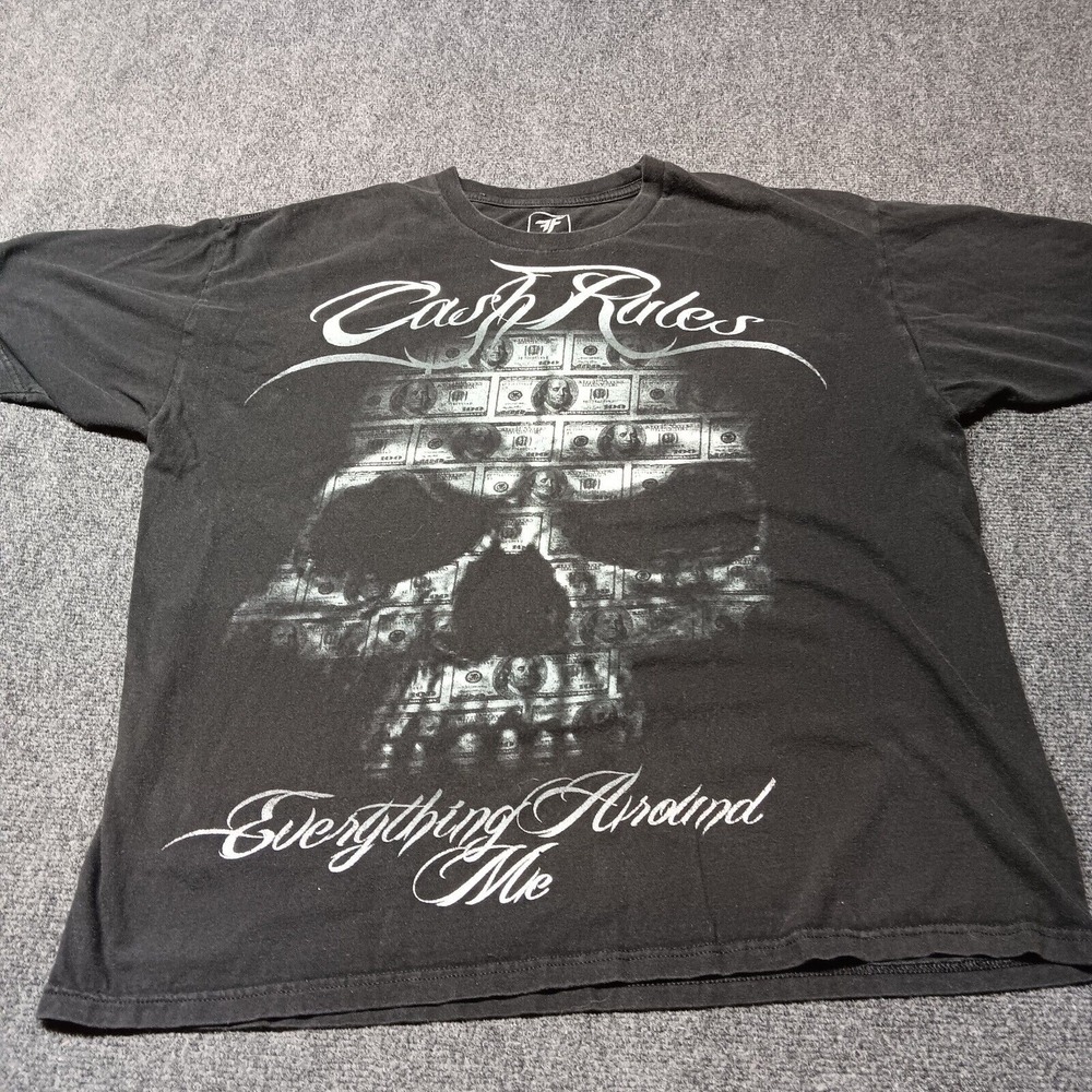 Fearless Shirt Men XL Black CREAM Cash Rules Everything Money Skull Graphic - Picture 1 of 9